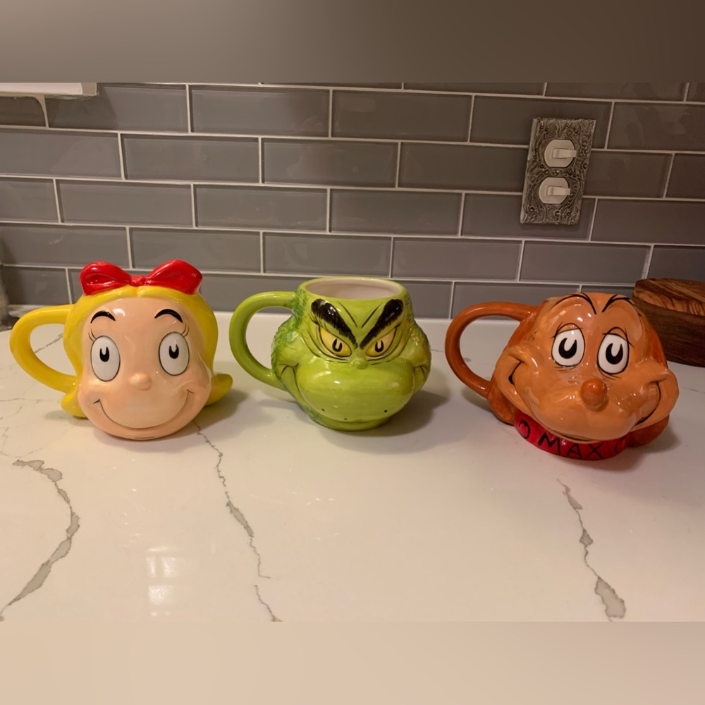Grinch character faces mug set